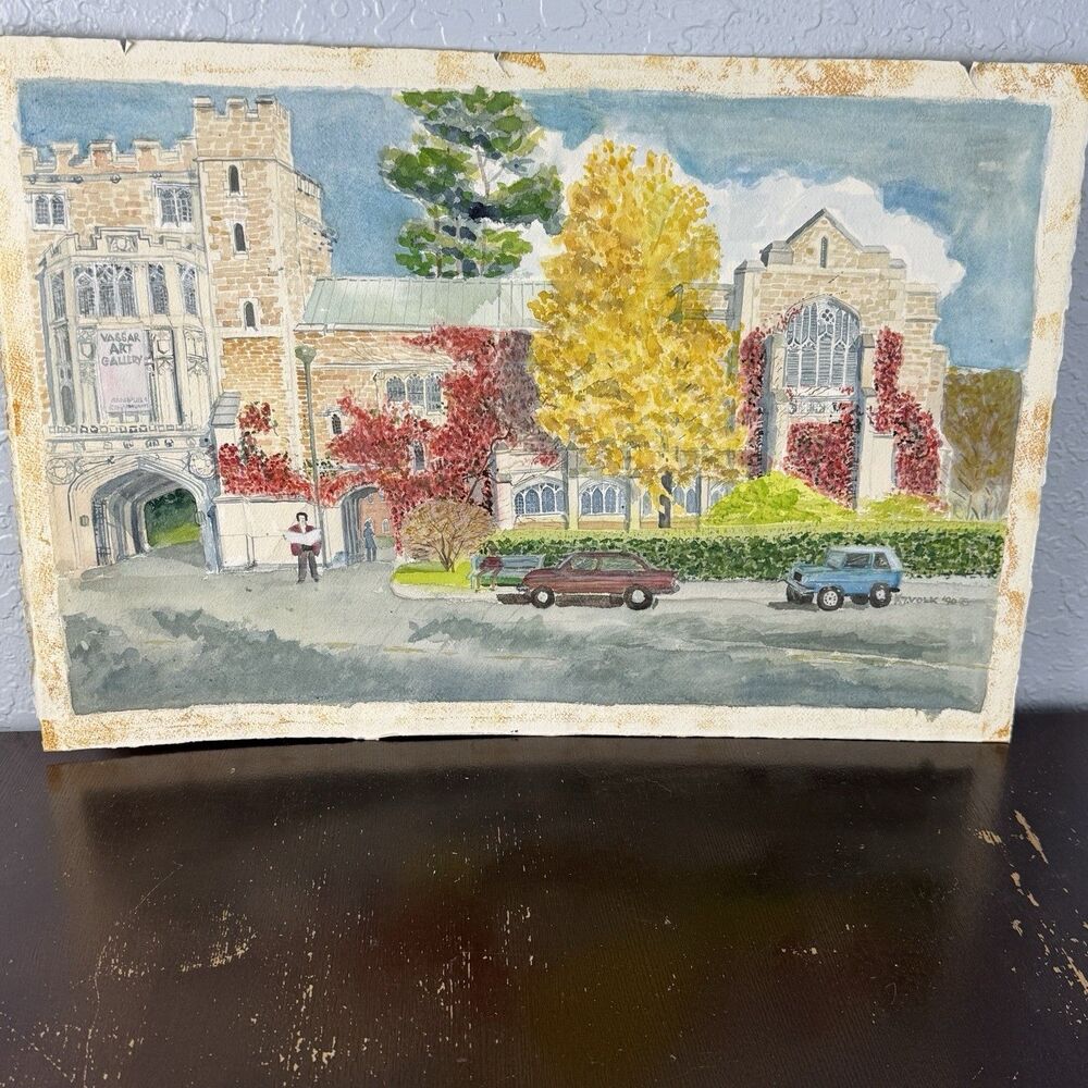 Karl Volk Original Signed Painting With Hidden Painting On Reverse 15x22 Vassar